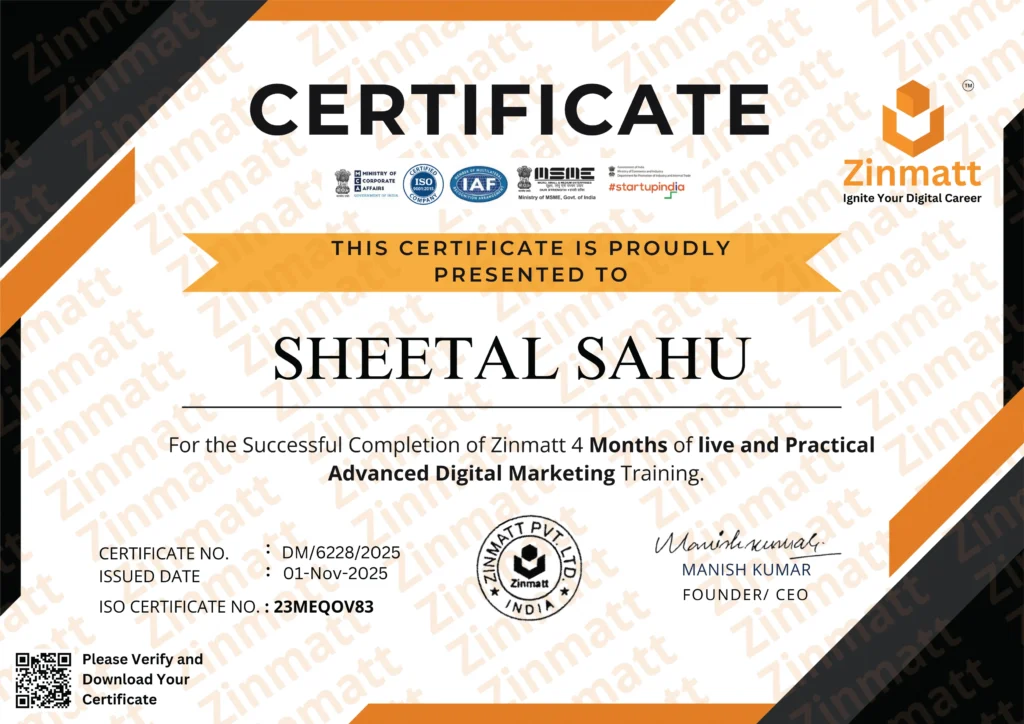 Zinmatt Course certificate