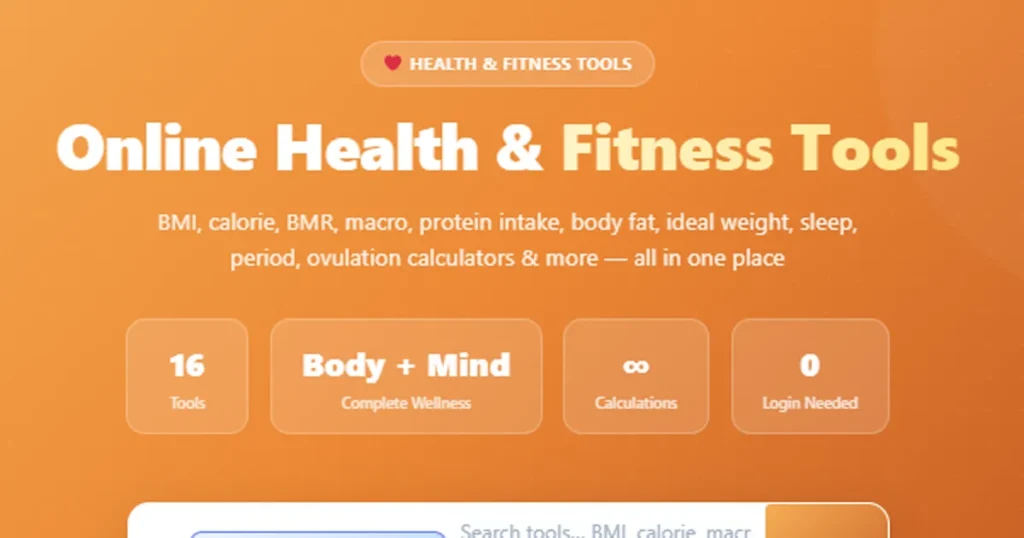 Free Health and Fitness Tools online - BMI, calorie, BMR and macro calculators