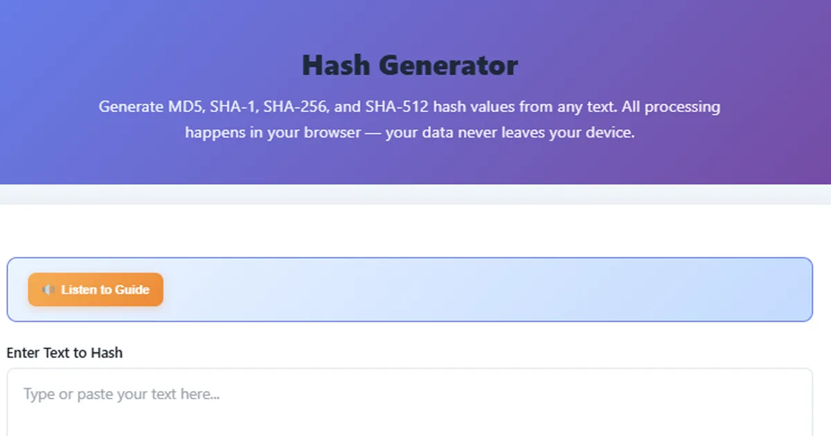 Hash Generator & Verifier Hash Generator Online Free MD5 SHA256 Tool