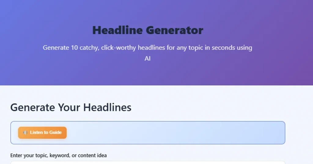 Free Headline Generator tool to create catchy AI headlines for blogs and social media