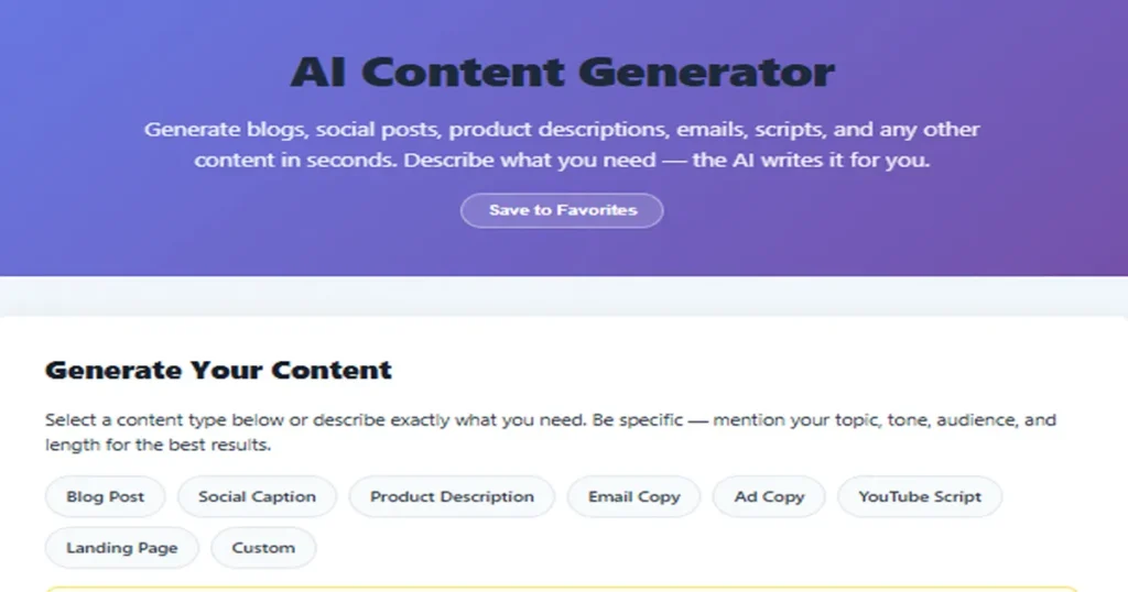 AI Content Generator free online tool by StoreDropship to write blog posts, social media captions, product descriptions and emails